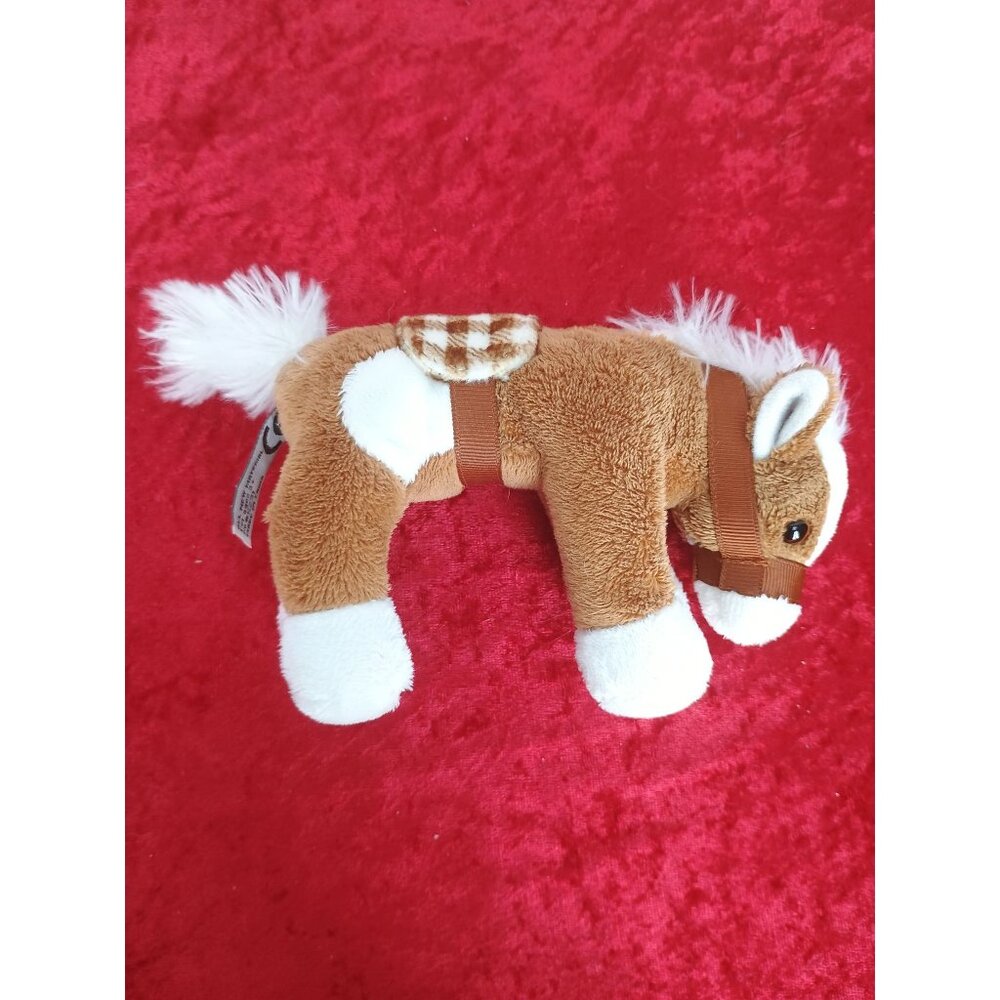 Prextex Plush Horse Toy Brown & White With Saddle 5‎ inches